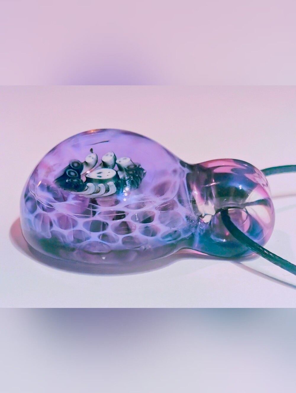 45G XL Purple Glass Milli Alien Honeycomb Pendant